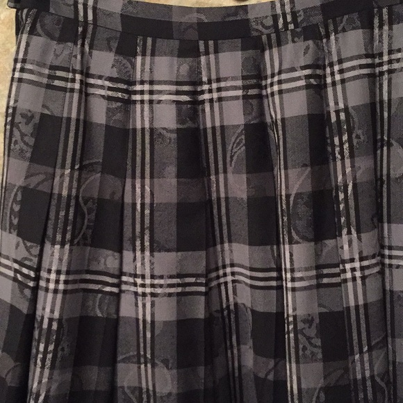 Pendleton wool classic pleated skirt Paisley print on top of stripe checkerd - Picture 2 of 8